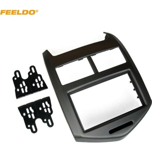 FEELDO Car Refitting 2Din Stereo Radio Fascia Frame For Aveo Sonic Holden Barina 2011+ Dash Fitting Panel Frame Mount Trim Kit