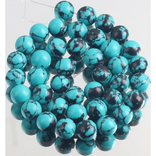 Dark Green Howlite Turquoises Perles Round Loose Spacer Beads For Jewelry Making DIY Bracelet 15"Inch 4 6 8 10 12mm Wholesale