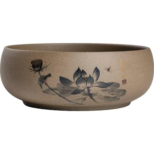Large Ceramic Multifunctional Tea Wash Household Hydroponic Basin Flowerpot Water Bowl Wash Ceramic Tea Set Accessories