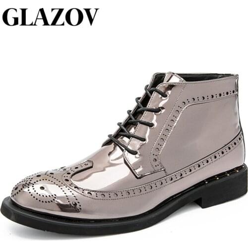 Brand Men Dress Fashion Boots Italian Leather Casual Shoes Comfortable Ankle Boots Gold Male Shoes Wedding Oxford Shoes Size 46