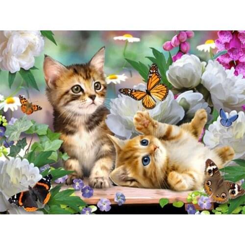 Diamond Mosaic Animal Diamond Painting Full Square Cats Diamond Embroidery Cross Stitch Flowers Picture of Rhinestones Handcraft