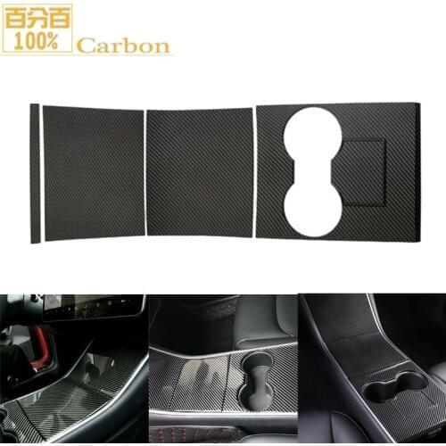 4PCS/Set Model 3 Car Center Console Panel For Tesla Model 3 Carbon Fiber Interior Car Accessories