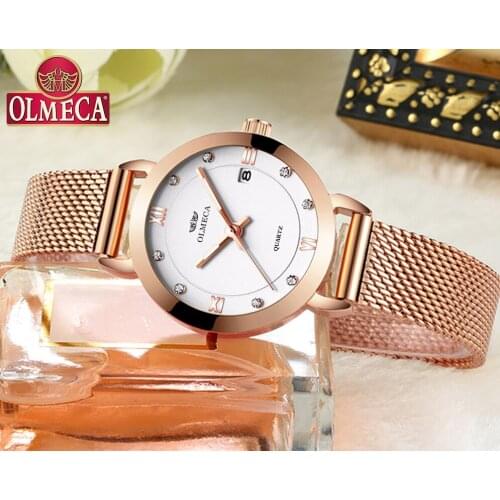 Top Luxury Brand OLMECA Watch Relogio Feminino Fashion Women Watches Casual montre femme Wrist Watch Water Resistant Mesh Band