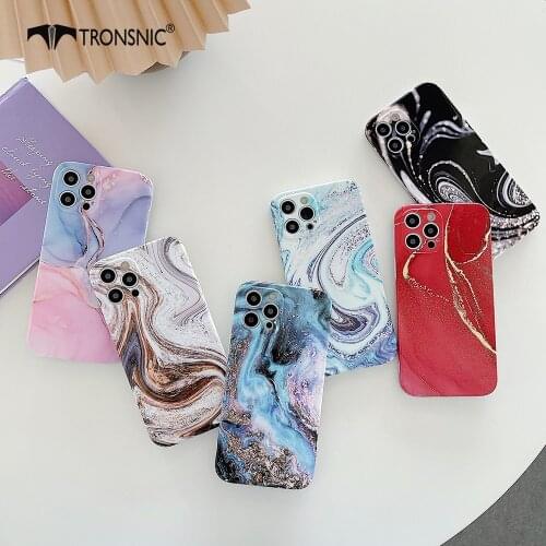 Marble Gradient Phone Case for iPhone 12 11 Pro Max XR Xs Max Soft Matte Magic Black Red Case for iPhone 7 8 Plus Silicone Cover
