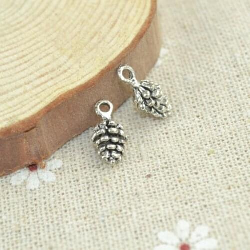 40pcs Charms Pine cones metal handmade Craft pendant making fit,Vintage Tibetan Silver ,DIY for bracelet necklace 13*6*6mm K01