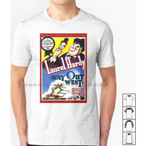 Vintage Way Out West Movie Poster T Shirt 100% Cotton Stan Laurel Oliver Hardy Movies Actors Comedians Celebrities Way Out