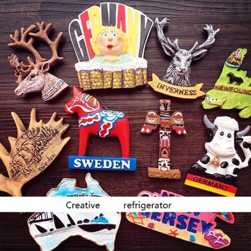Germany Sweden Finland World Scenery Tour Europe Elk Fridge Magnets 3D Fridge Magnet Sticker Travel Souvenir Kitchen Decoration