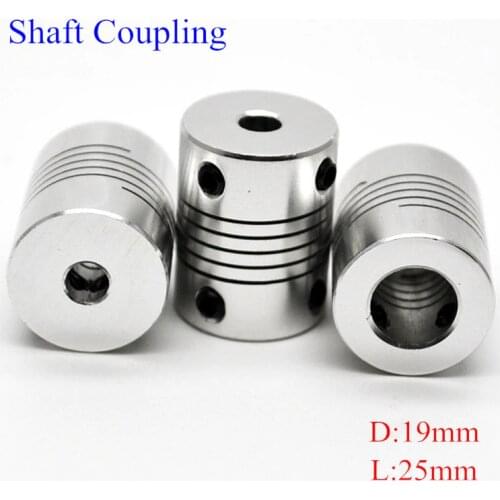 Aluminium CNC Motor Jaw Shaft Coupler 5mm To 8mm Flexible Coupling OD19x25mm Wholesale Dropshipping 3/4/5/6/6.35/7/8/10mm