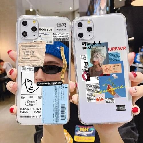 Ins Stamp Label Barcode For iPhone 12 Pro Max Mini X XS XR SE 2020 7 8 6 6S Plus 5 TPU Cover For iPhone 11 Pro Max Clear Fundas