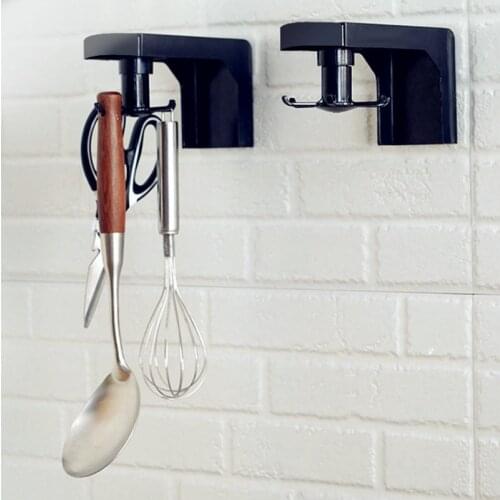 Kitchen Hook Hanger Gadgets Accessories Bath Wall Mounted 360° Rotating Tableware Racks Holders Tools Storage Shelves