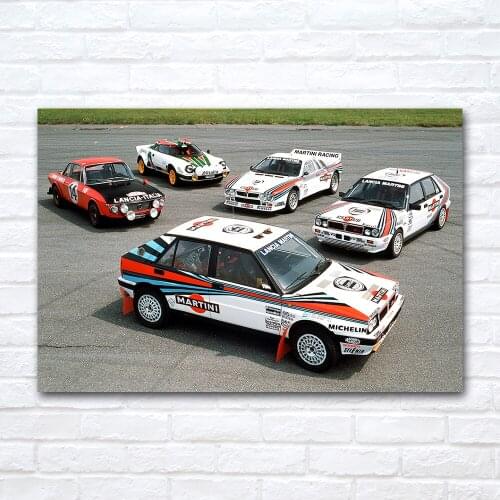 Lancia Delta Classic Sports Cars Poster Canvas Cloth Fabric Print Painting for Home Decor Wall Art Picture