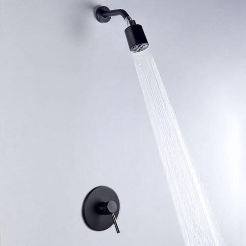 Bathroom Shower Faucet Brass In-Wall Shower Mixer Tap Hot and Cold Wall Mounted Bath Shower Faucet set Black Shower Tap Torneira