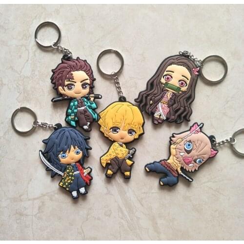Cartoon Anime Demon Slayer Kimetsu No Yaiba Key Chains Double Sided Keychain Cosplay Acrylic Car Pendant Keyring Gift