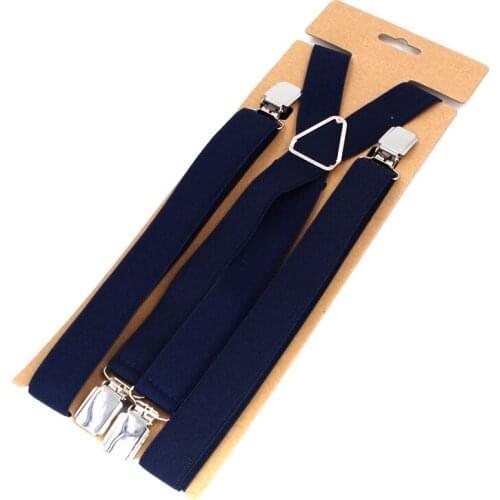 Man Suspenders Braces 4clips Tirantes Elastic Spaghetti Strap Solid Color Ligas Bretelles Width:2.5cm Length:120cm