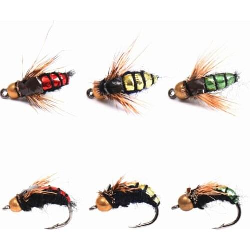 2pcs New #8 Realistic Nymph Scud Fly Bait For Trout Fishing Artificial Insect Bait Lure Simulated Scud Worm Fishing Tackle Lure