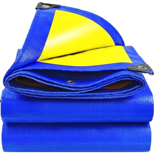 PE Tarpaulin Rainproof Cloth Shade Sail Boat Truck Canopy Tarp Ground Sheet Camping Waterproof Cloth Pet House Cover Blue-Yellow