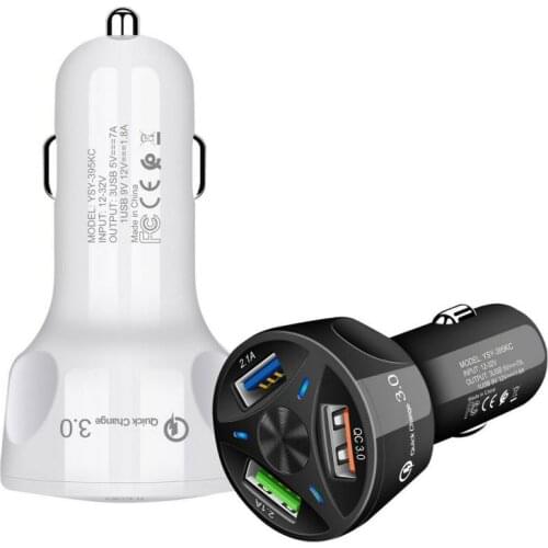 QC3.0 3 USB Port Car Charger 5V 7A Quick Fast Charge For Iphone X 7 8 IPad Universal For Xiaomi Samsung Huawei P40 Fast Charging