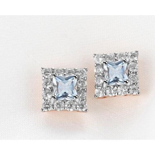 925 Sterling Silver Jewelry For Women Gemstone Earrings Sky Blue Topaz Lovely Ear Stud Romantic Fine Jewelry 2021 Trendy Gifts