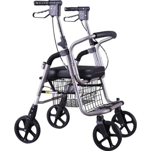 Folding Portable Shopping Cart High-grade Aluminum Alloy Trolley Shopping Cart Four Wheeled Rolling Shopping Cart for old man