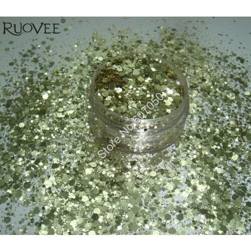 Mix Champagne Gold Metallic Luster Glitter Hexagon Sequin Paillette Spangle Powder Shape for Nail Art Glitter Craft Decoration