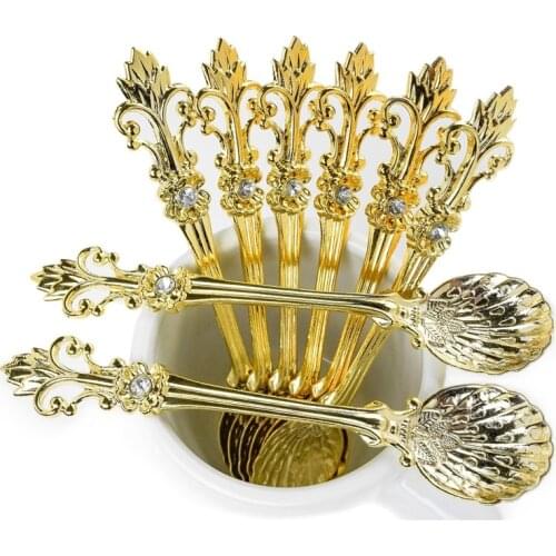 MR 4Pcs 11cm Royal Style Metal Carved Coffee Spoon Set Vintage Table Spoon Antique Tea Spoons Coffee Spoonork Tablespoons