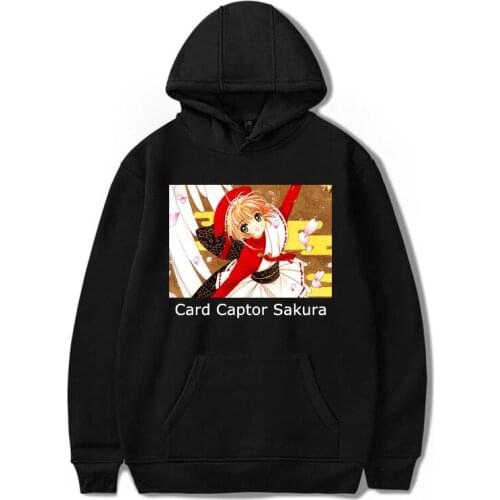 Japan Anime Sakura Card Captor Hoodie Women Men Hip Hop Tops Sweatshirts Harajuku Thin Velvet Warm Printed Hooded Tracksuit Coat