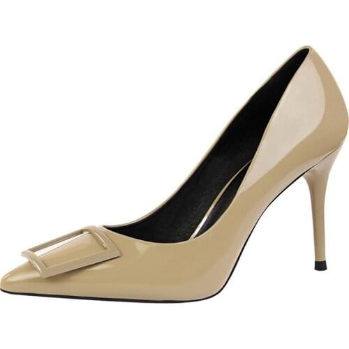 Fashion professional OL high-heeled shoes womens shoes stiletto high-heeled patent leather shallow pointy shoes