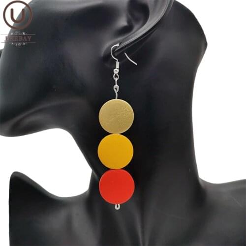UKEBAY New Multicolor Wood Earrings For Women Drop Earrings Handmade Jewelry Gift Bohemia Style Fashion Ear Accessories Earring