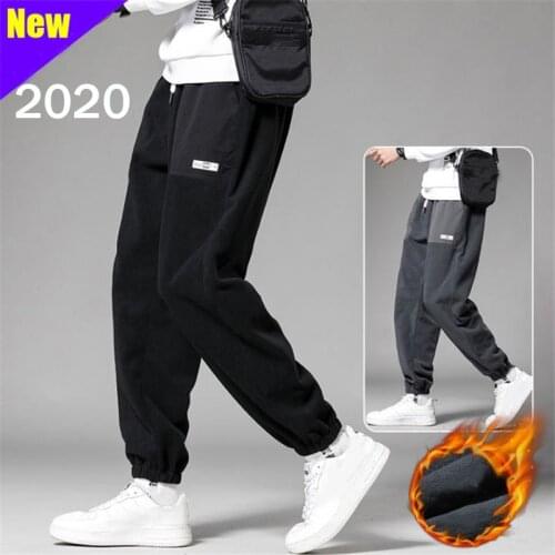 Korean Streetwear Sweatpants Men Hip Hop Pants Man Loose Harem Warm Trousers Autumn Winter 2020 Joggers Sports Pantalons Hommes