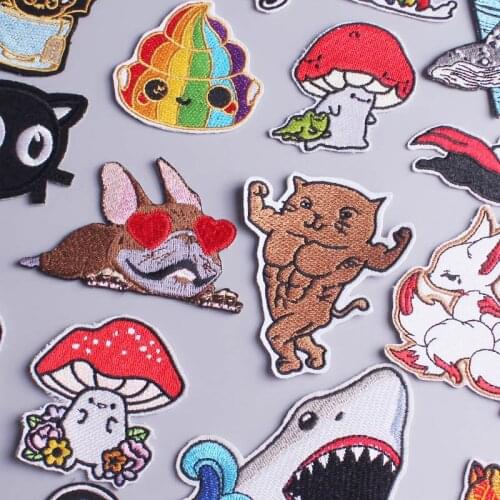 Diy Strong Cat Animal Patch Embroidered Patches For Clothing Cute Anime Patch Iron On Patches On Clothes Applique Jacket Sewing