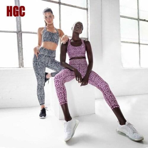 Women Sportwear Fitness suit High Elastic 2 piece yoga Set Gym Print Pocket Open Back Bra Pants Sport Outfit Workout Tracksuit