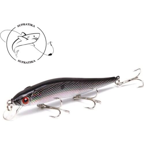 1Piece 11.5cm 15g 3D Eyes Stripe Lifelike Minnow Lure With 3 #6 Hooks Sea Fishing Tackle Hard Baits Fishing Bait Lures Pesca