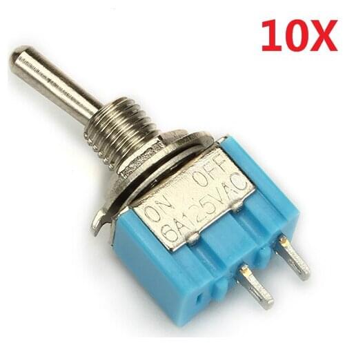 MTS-101 ON/OFF AC 125V 6A 2 Pins Toggle Rocker Switch 10pcs
