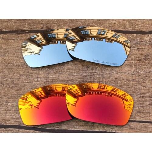 Vonxyz 2 Pairs Chrome Mirror & Ruby Mirror Polarized Replacement Lenses for-Oakley Fives Squared Frame
