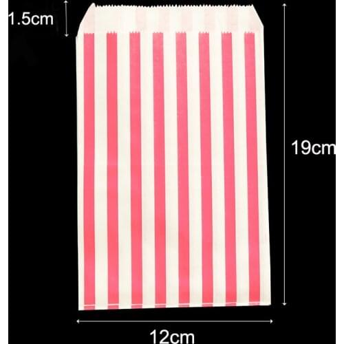 20/25pcs Flat Kraft Party Favor Paper Bags Striped Popcorn Kraft Bag for Wedding Treat Candy Gift Bags Party Supplies 12x19cm