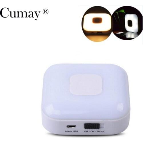 2017 New 1 Mode Touch Sensor Lamp Night Light USB Rechargeable White / Warm lights ABS for Baby Bedroom 2pcs / lot