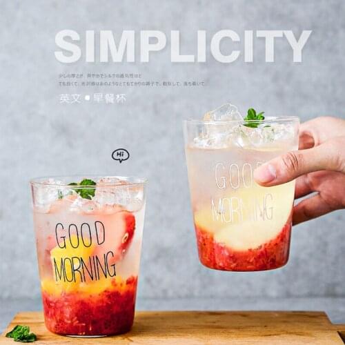 400ML Glass Cup Heat Resistant Borosilicate Transparent Glass Coffee Mugs Good Morning Cups Beer Juice Cup Breakfast Drinkware