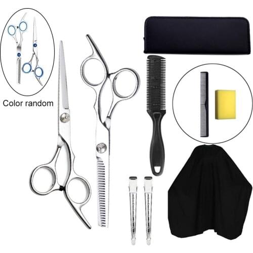 9 Pcs Professional Hairdressing Scissors Kit Hair Cutting Scissors Hair Scissors Tail Comb Hair Cape Hair Cutter Comb