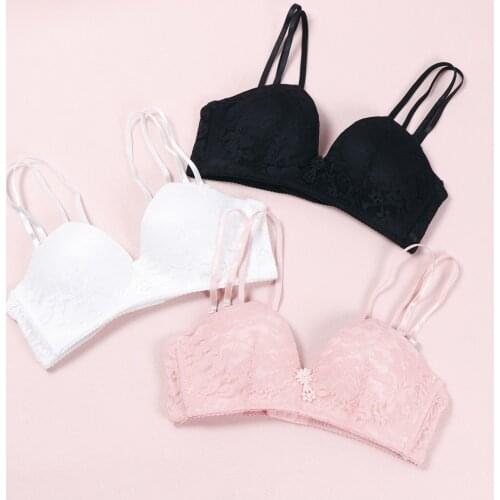 Seamless Wire lace bra small breasts Push Up One Piece sexy Back Closure Underwear Women AB Cup Bra