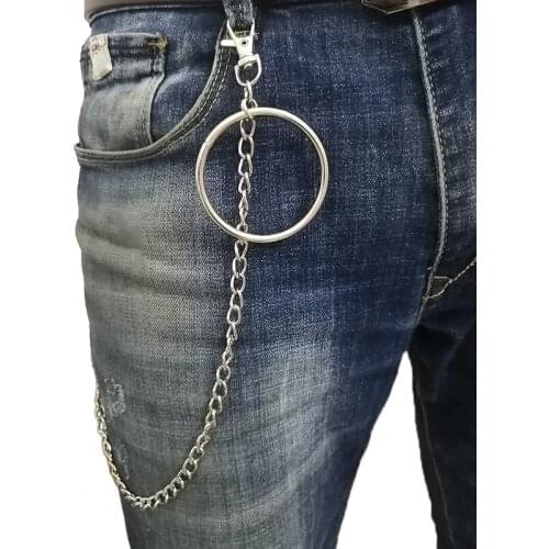 Big Ring Pendant Key Chain Rock Punk Trousers Hipster Keychains Pant Jean Keychain Hip Hop Trouser Decor Accessories