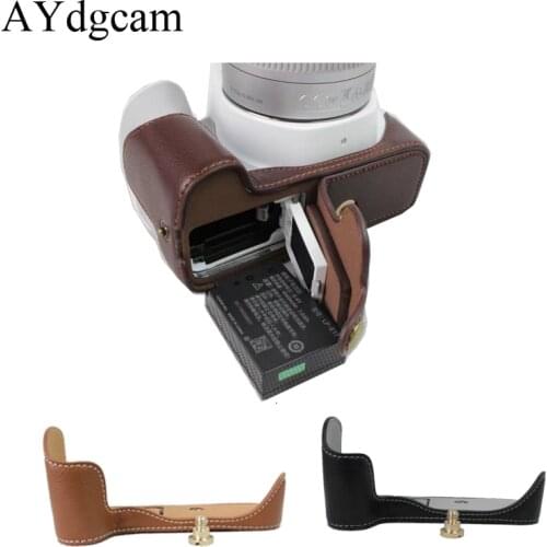 New Genuine Leather Camera case Half Body Bottom Case For Canon 200D Camera Bag Open Battery Design Black Brown Coffee White