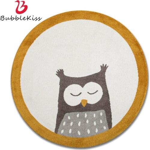 Bubble Kiss Round Carpet Home Fashion Anti Slip Floor Mat Sleeping Owl Pattern Rug Abstract Childrens Room Decoration Foot Pad