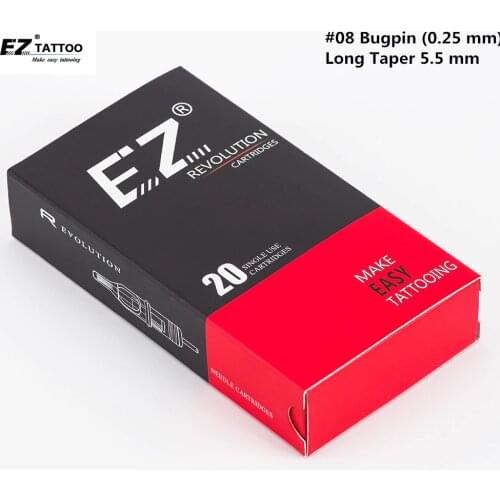 EZ Revolution Cartridge Needles #08 (0.25 MM) Curved Magnum Needles for Rotary Tattoo Machine Grips 20 PCS/Box