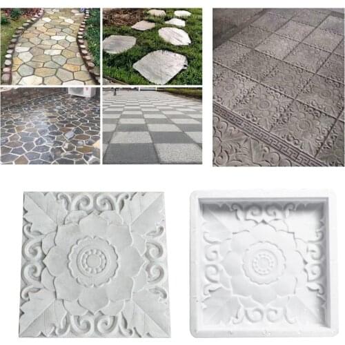 DIY Paving Mold with Flower Pattern Square Plastic Antique Cement Brick Mold for Garden Courtyard Stone Road Decoration
