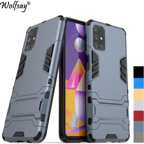 For Cover Samsung Galaxy M31S Case Hybrid Stand Silicone Armor Phone Case For Samsung M31S M21 M11 A21S Cover For Samsung M31S