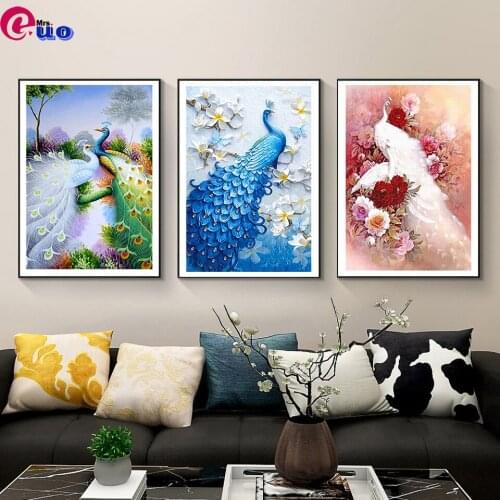 5D DIY Full Square Diamond Painting Peacock Animal Diamond Painting Embroidery Wall Stickers Mosaic Picture Home Decoration Gift