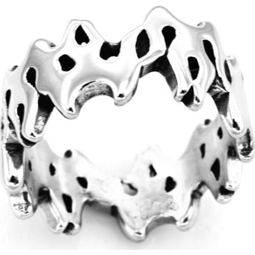 FANSSTEEL Stainless Steel Jewelry Flame Link Band Ring FSR14W07