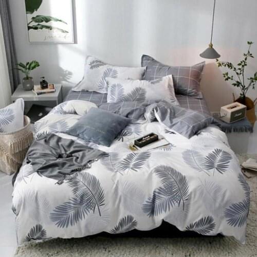 3/4pcs Double sided Leaf Printed Bedding Sets Bed Sheet Pillow Case Quilt Duvet Cover Set Bedding Sets Room Decoration