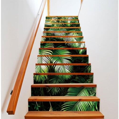 Creative Butterfly Palm Green Leaves Stairway Wall Sticker Stair Step Floor Decoration Wallpaper Waterproof PVC Art Wall Decals