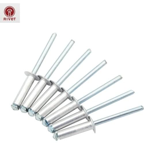 DIN DEN ISO 15977 M2.4/M3/M3.2 Aluminum/Steel Blind Rivet Round Head Open End Pop Rivet Dome Breakstem Fasteners 100/500pcs